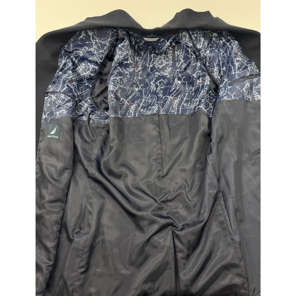 $450 NEW NAUTICA Mens 42R Navy Wool Cashmere Classic 38" Long OverCoat Jacket - Picture 2 of 11